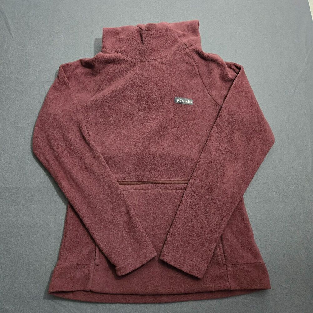 Columbia Fleece Hoodie Women S Red Zipper Pocket Pullover